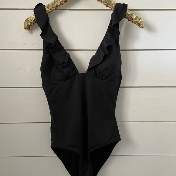Black Ruffle Swimsuit - Picture 3 of 6